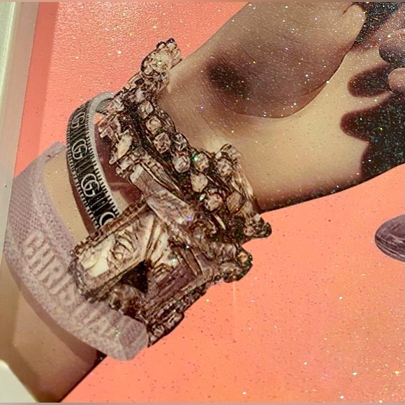 Framed Art Luxury Fashion Bracelet and Diamond Cocktail - Picture 2 of 5